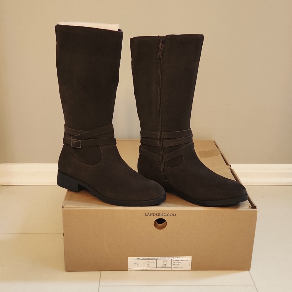 Never worn, brand new, Lands End girl size 4 Molly Riding Boot in Brown